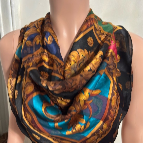 WORTH Women’s Elegant Silk Gold Detailing Scarf - Picture 8 of 14